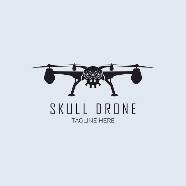 Vector skull drone camera logo template design vector silhouette for brand or company and other