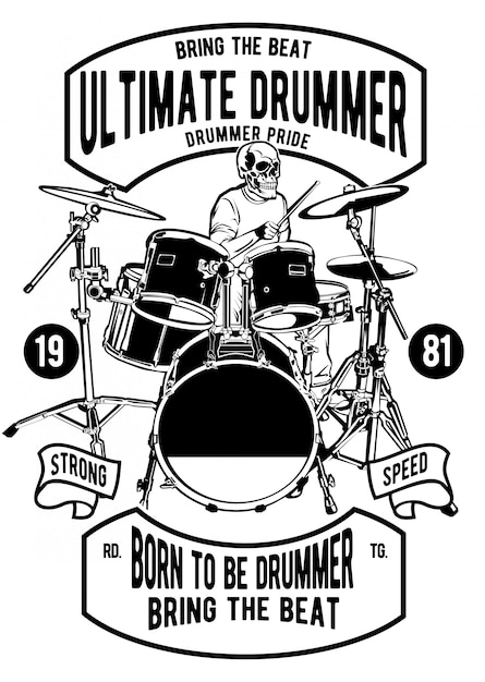 Vector skull drummer