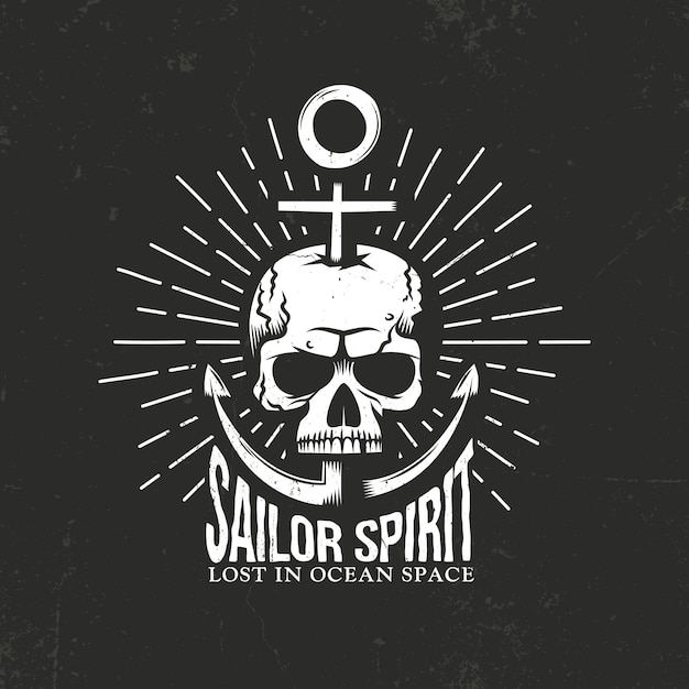 Vector skull emblem with anchor