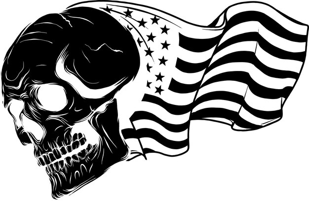 Vector skull emblem with usa flag vector