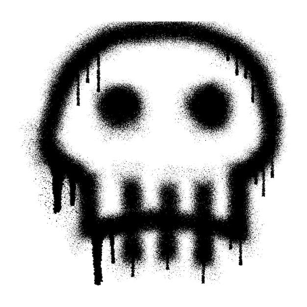 Skull emoticon graffiti with black spray paint.