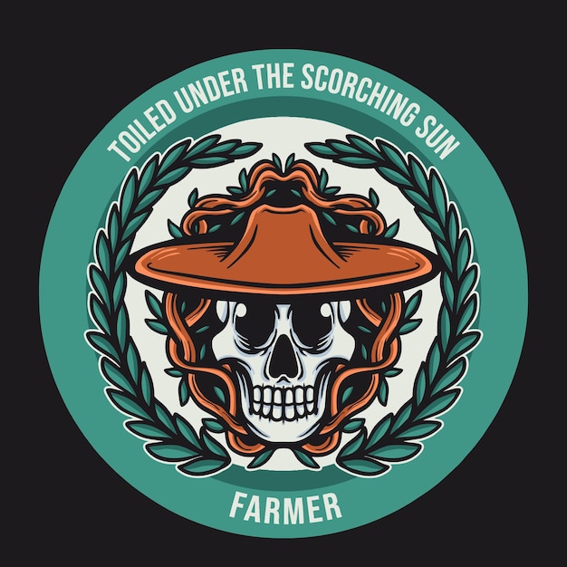 Skull farmer logo vector illustration