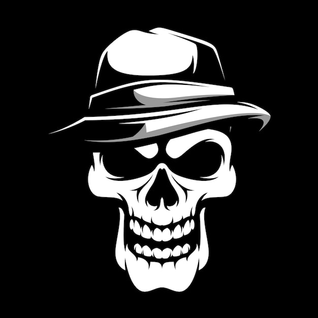 Skull Fedora Hat Mascot Design Vector