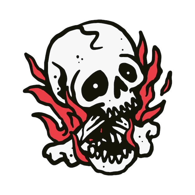 Skull fire illustration