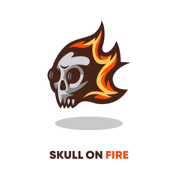 Skull on fire illustration