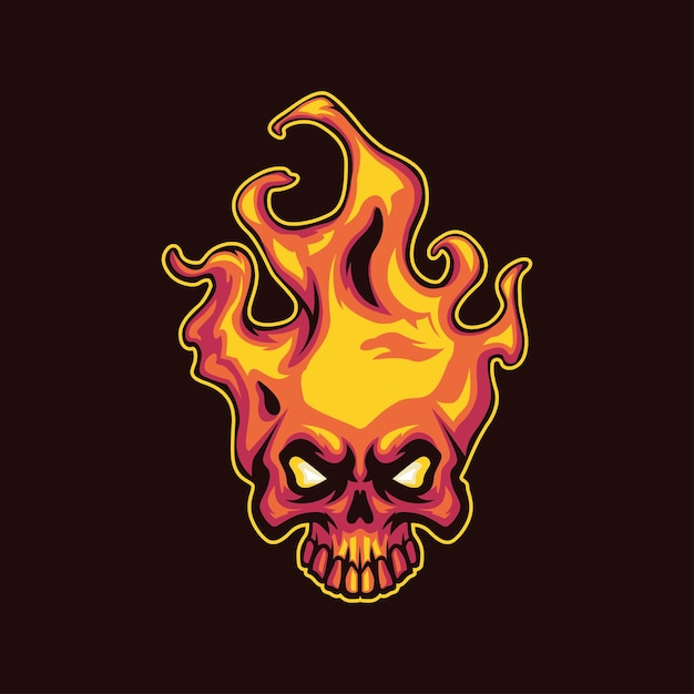 Skull fire mascot logo illustration