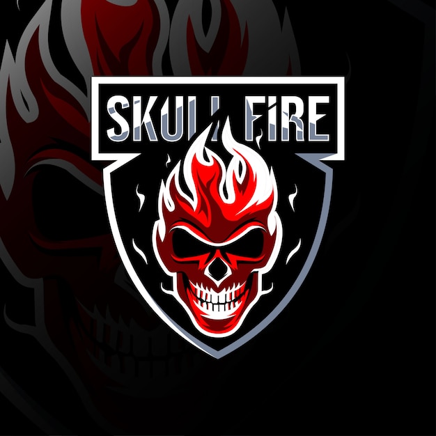 Skull fire mascot logo template design