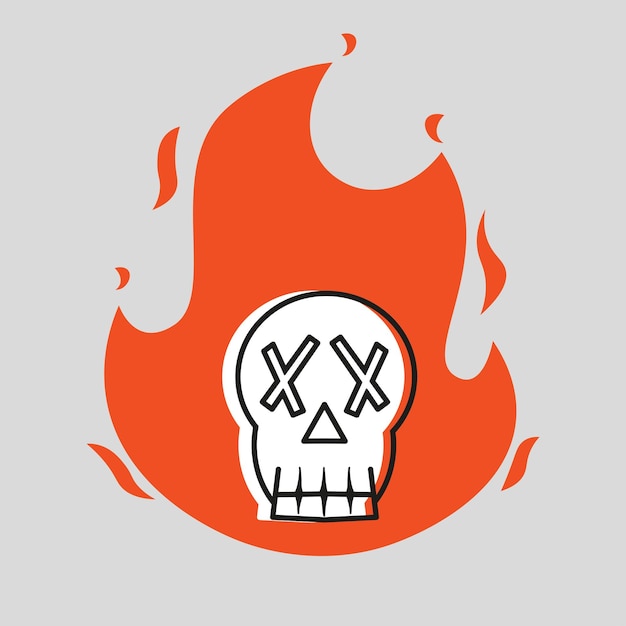 Vector skull fire vector illustration