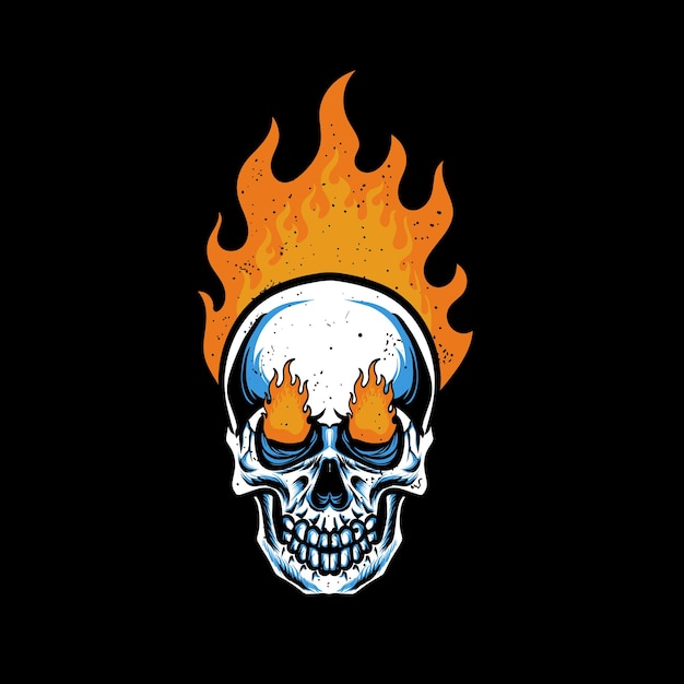 skull and fire vintage illustration