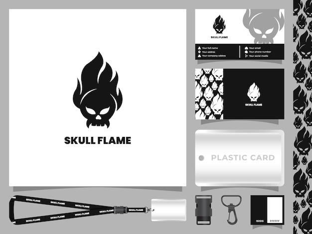 Skull Flame-logo met huisstijlsjabloon