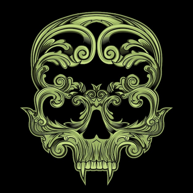 Vector skull in floral