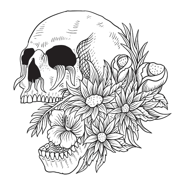 Vector skull flower isolated