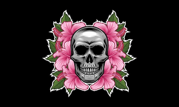 Vector skull flower mascot logo design