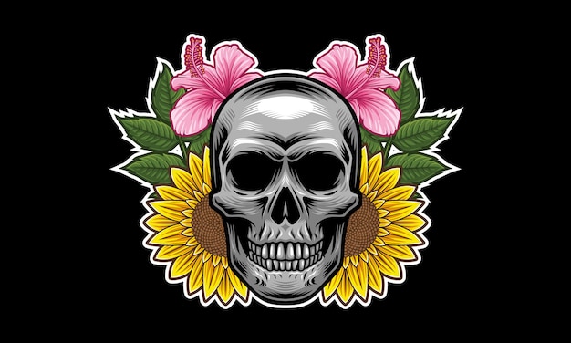 Skull flower mascot logo design