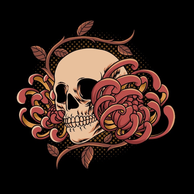 Skull and flower vintage