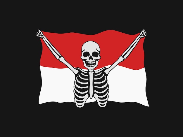 skull football fans raise indonesia flag