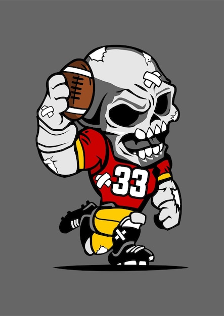 Vector skull football player cartoon character