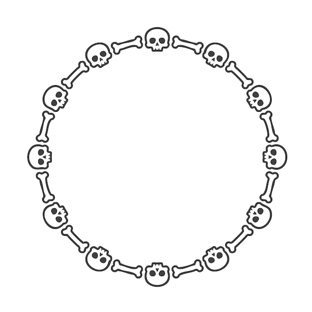 Skull frame circle halloween vector