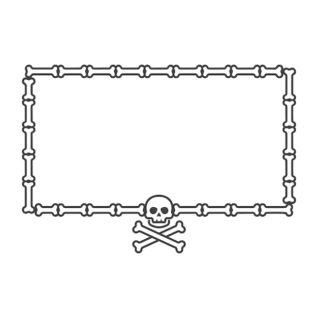 Skull frame rectangle halloween vector