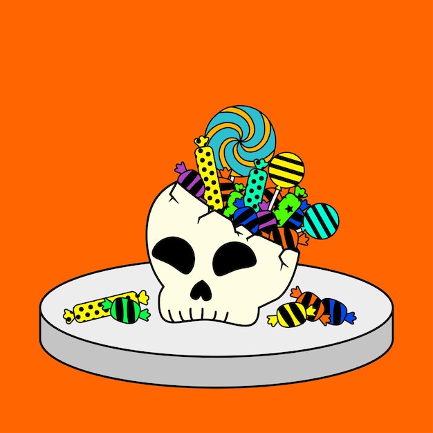 Vector skull full of candies