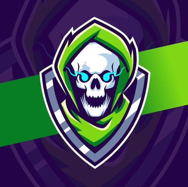 Vector skull gamer mascot esport logo design character for gaming and sport