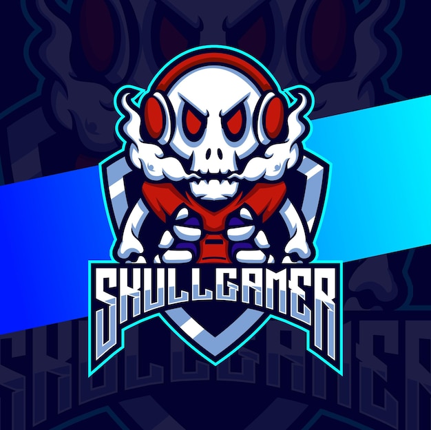 Skull gamer mascot esport logo design character