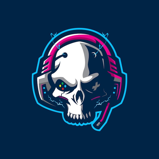 Skull gamer mascot logo design vector with concept style for badge, emblem and tshirt printing.