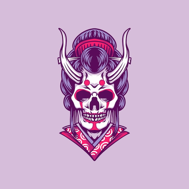 Skull Geisha Illustration