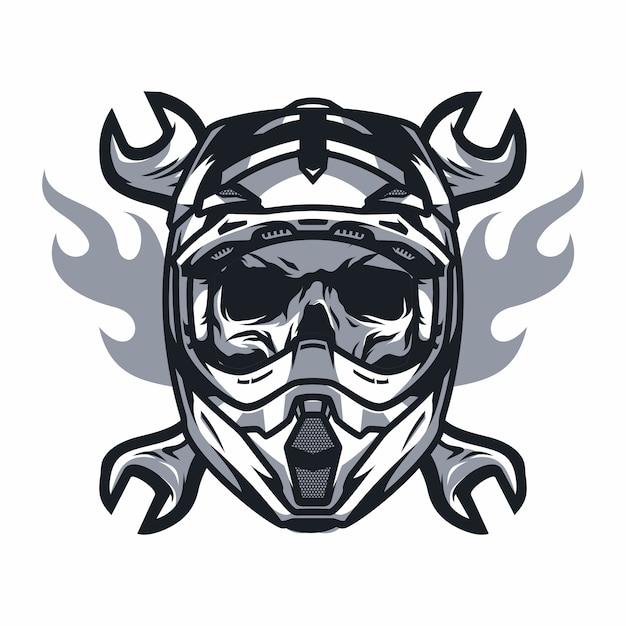 Skull ghost rider road vector logo design illustration