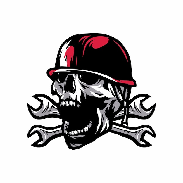 Skull ghost rider road vector logo design illustration