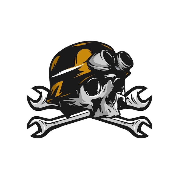 Skull ghost rider road vector logo design illustration