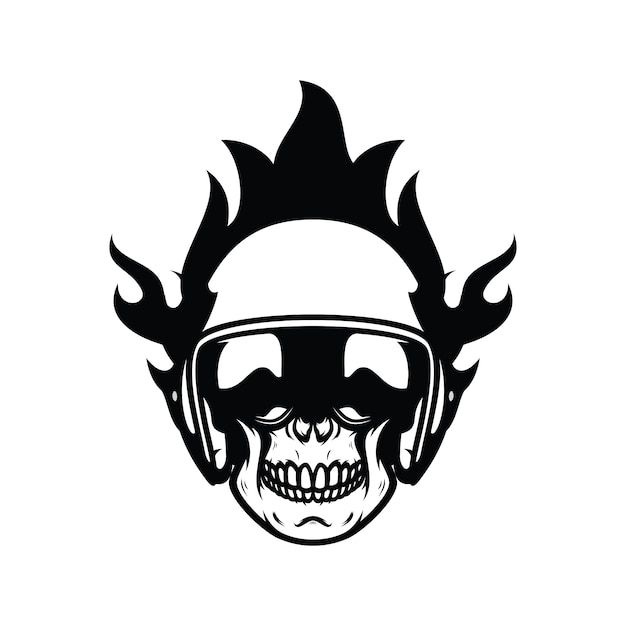 Vector skull ghost rider road vector logo design illustration