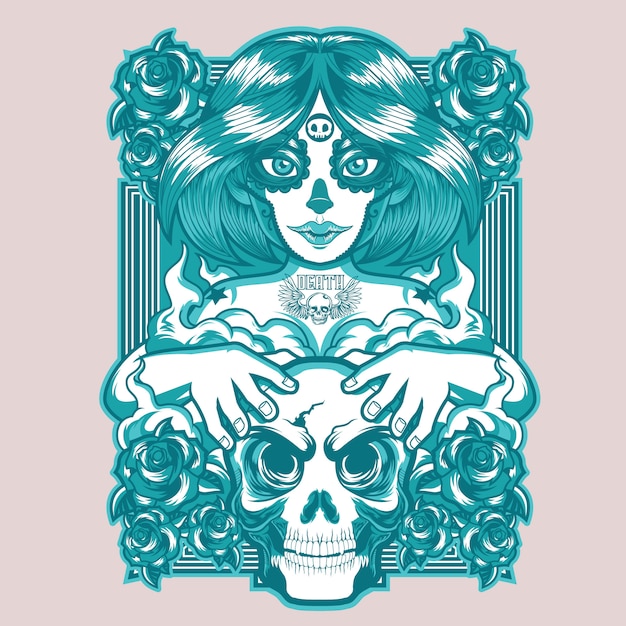 Skull girl t-shirt design