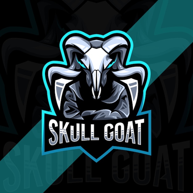 Skull goat mascot logo esport template design