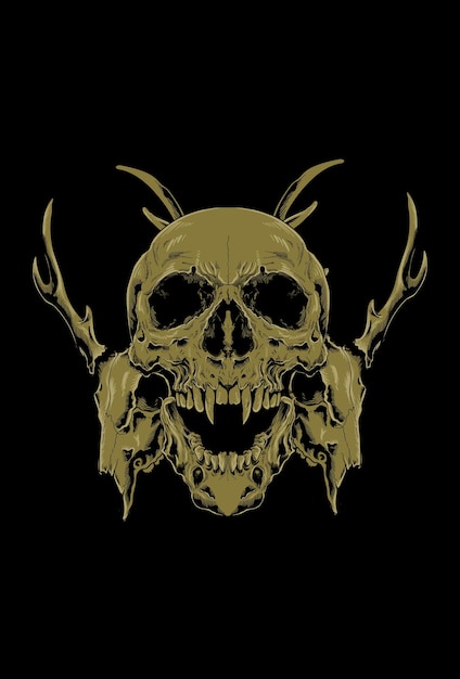 Skull and goat skull vector illustration