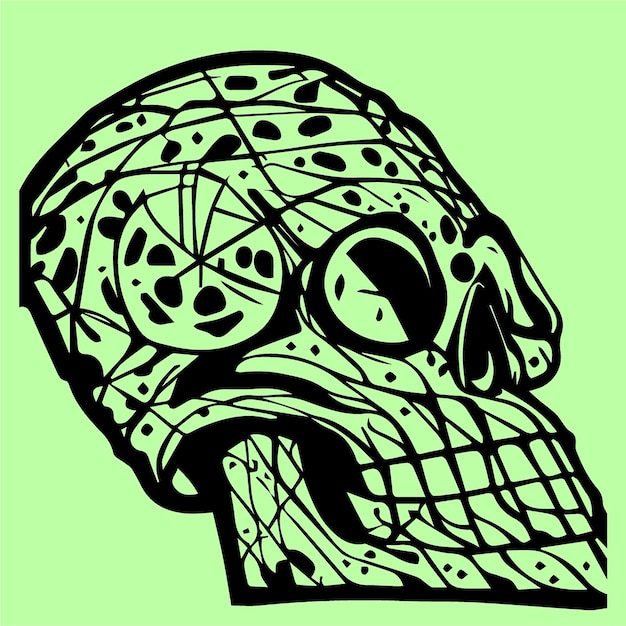 녹색 상자 티셔츠 디자인의 해골