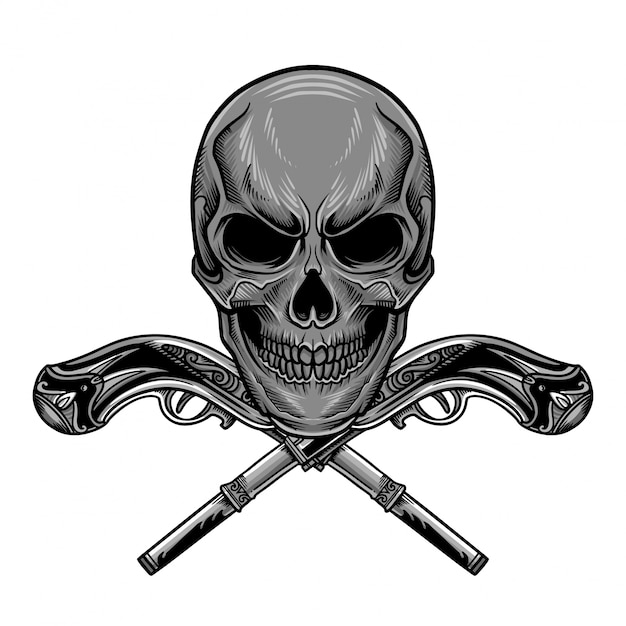 Skull gun vector