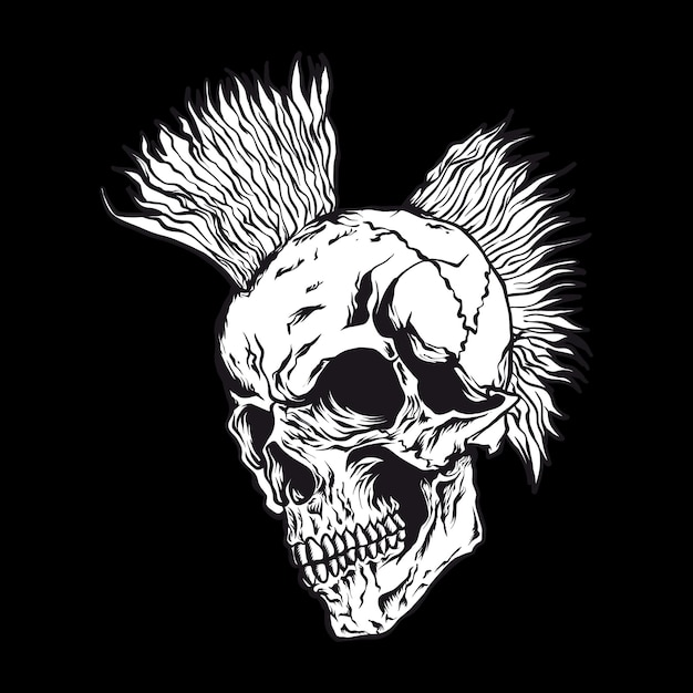 Skull hair punk vector illustration