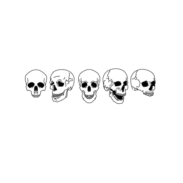 skull hand drawn doodle illustrations vector set