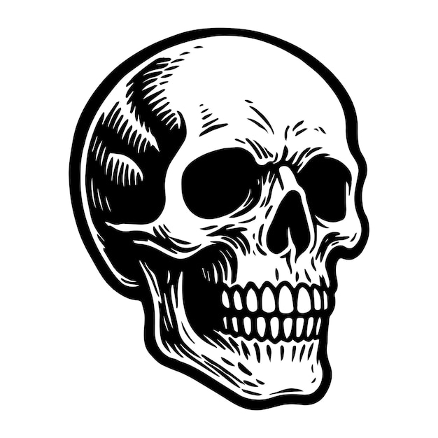 skull hand drawn tattoo sketch isolated vector image
