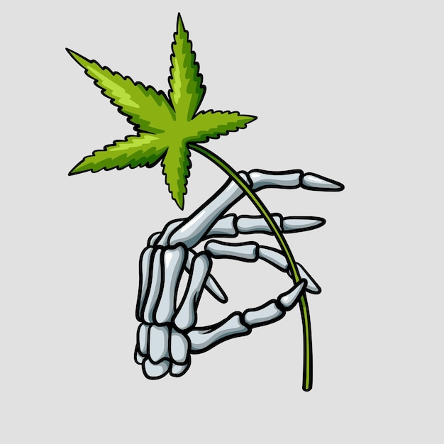 Vector skull hand marijuana cartoon