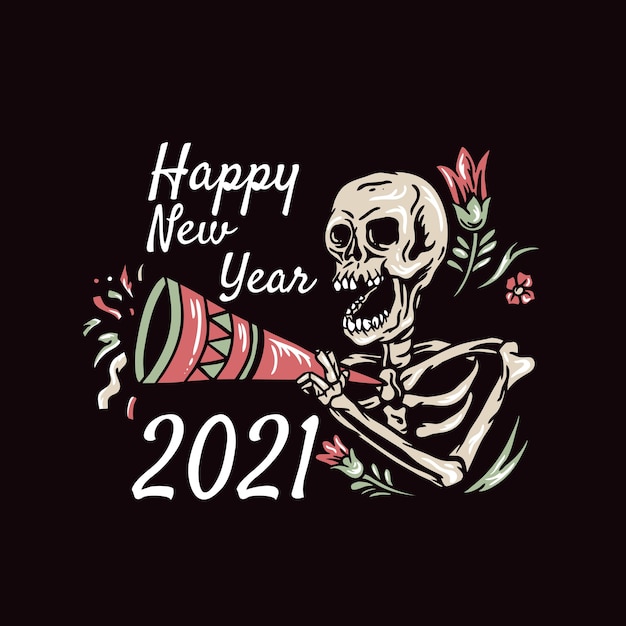 Skull happy new year  illustration