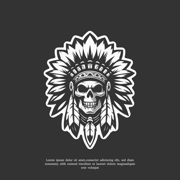 Vector skull head apache logo illustration