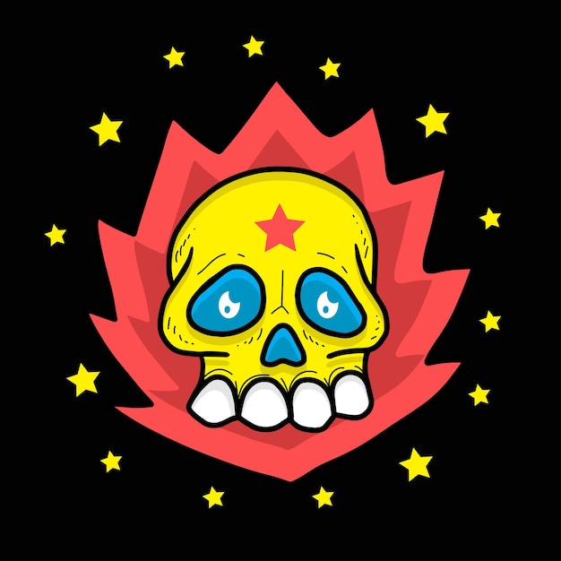 Vector skull head burning spirit