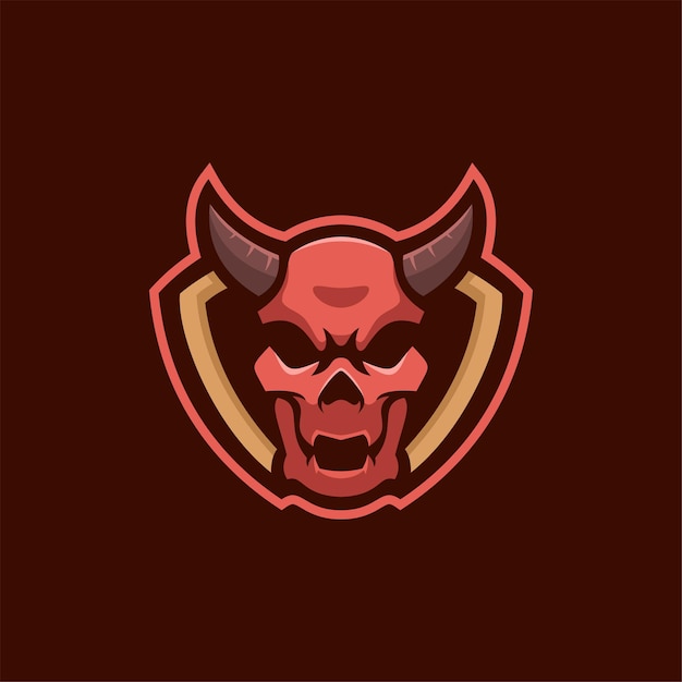 Vector skull head cartoon logo template illustration. esport logo gaming premium vector