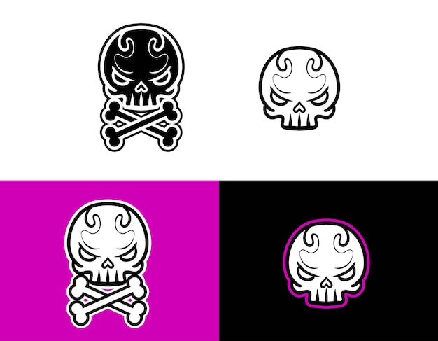 Skull head and crossbones artwork illustration Vector skull head cartoon illustration