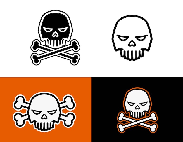 Skull head and crossbones artwork illustration Vector skull head cartoon illustration