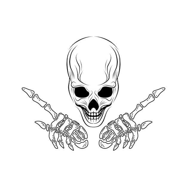 Vector skull head and crossbones illustration