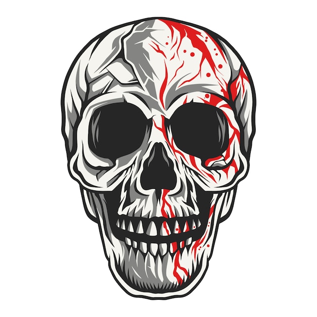 Vector skull head dace  illustration blood dripping