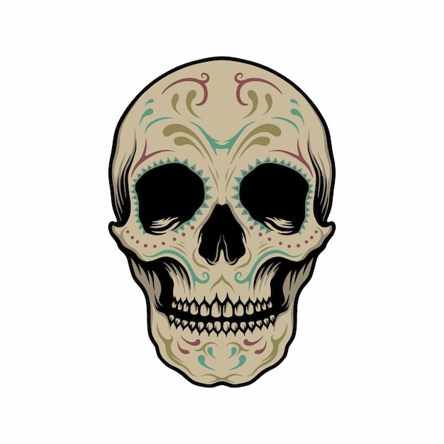 Skull head dia de los muertos vector